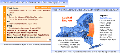 Interactive map of New York State's Science and Technology Asssets
